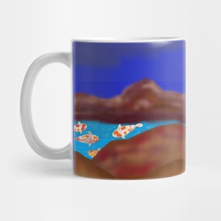 Koi Fish and Mountains (Square) Mug